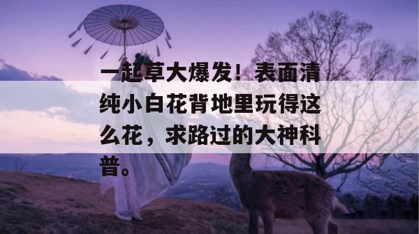 一起草大爆发！表面清纯小白花背地里玩得这么花，求路过的大神科普。